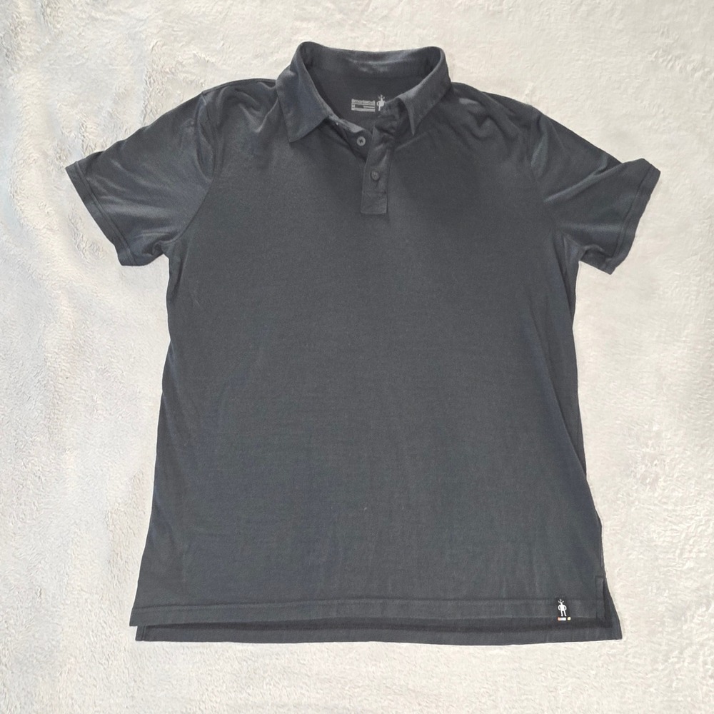Smartwool Merino Wool Blend Short Sleeve Polo Shirt Charcoal Gray Size Medium
